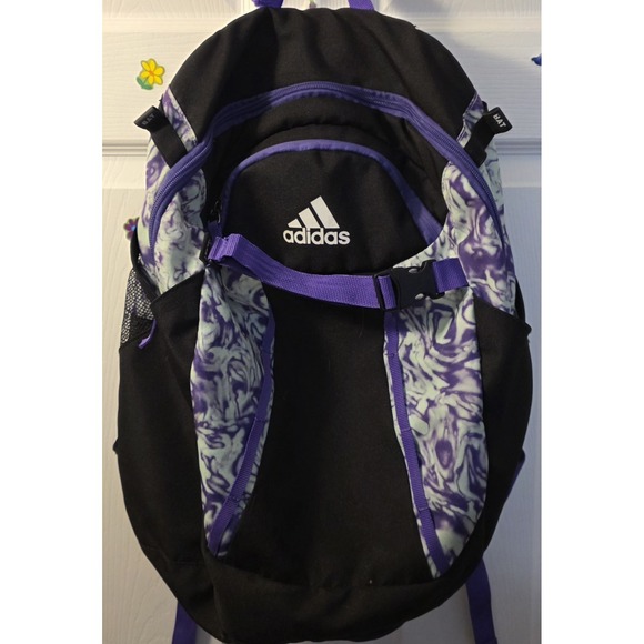 Adidas Backpack Bat Equipment Bag Pockets Softball Women's Black Purple One Size - Picture 1 of 12